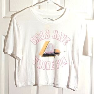 NWT Aero 80's Boxy Cropped Graphic Tee "Girls Have S'more Fun" XS/S